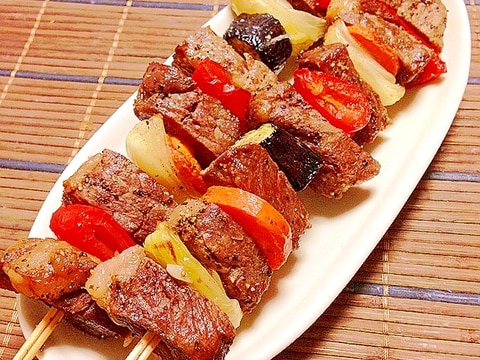 【ノンフライヤー】コストコ肉でBBQのような串焼き
